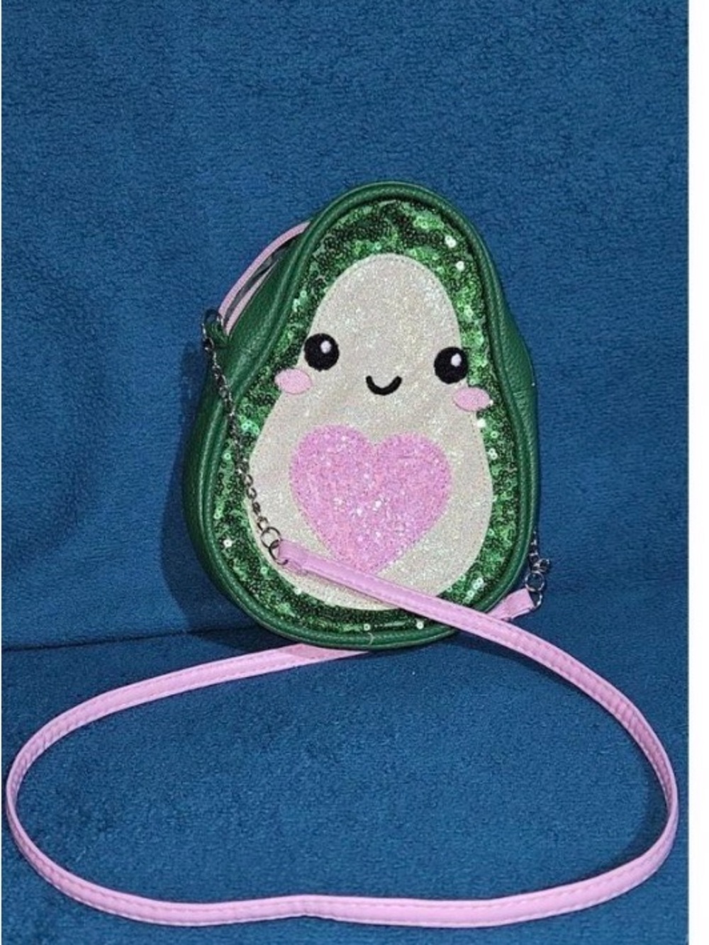Cute Avocado Crossbody Bag with Pink Heart